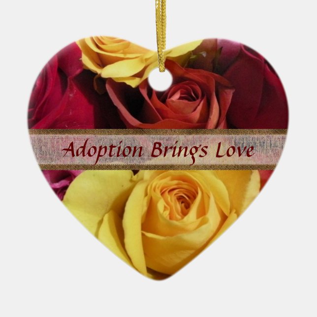 Ornement Cœur En Céramique L'adoption apporte l'ornement d'amour (Devant)