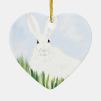 ORNEMENT CŒUR EN CÉRAMIQUE LAPIN EN THE FIELD