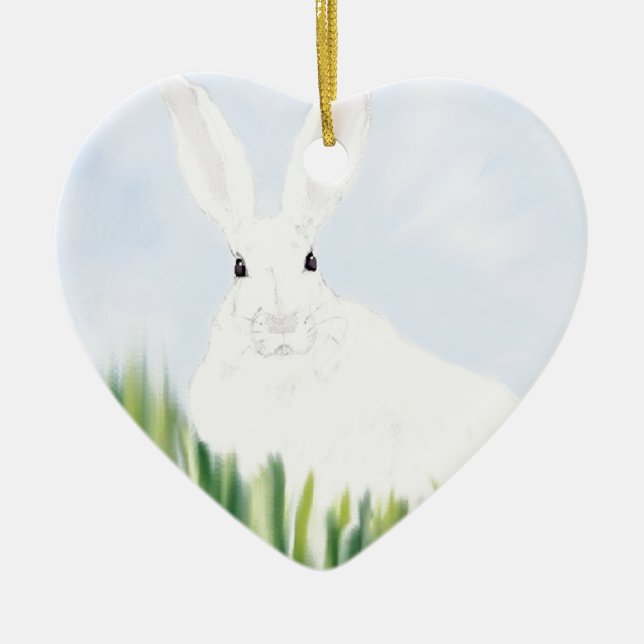 ORNEMENT CŒUR EN CÉRAMIQUE LAPIN EN THE FIELD (Devant)