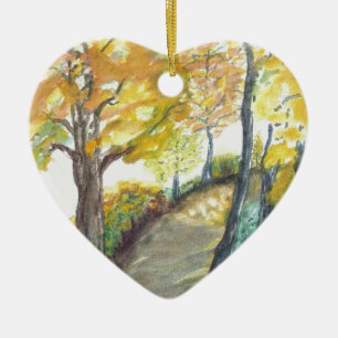 Ornement Cœur En Céramique L'arbre d'automne d'automne part du destin de