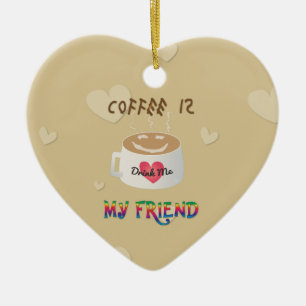 Ornement Cœur En Céramique Le café est mon ami