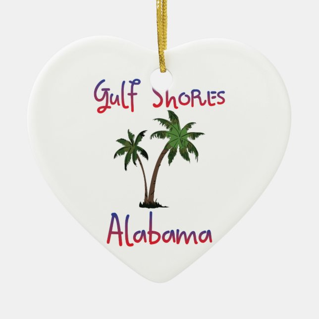 Ornement Cœur En Céramique Le Golfe étaye l'Alabama (Devant)