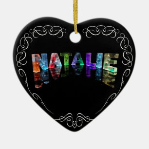 Ornement Cœur En Céramique Le Natalie nommé - nom dans les lumières