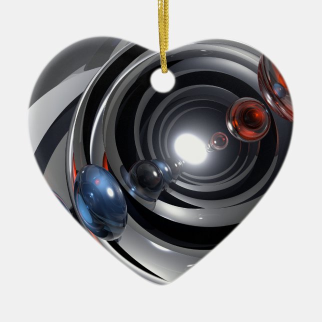 Ornement Cœur En Céramique Lens de caméra Abstrait (Devant)