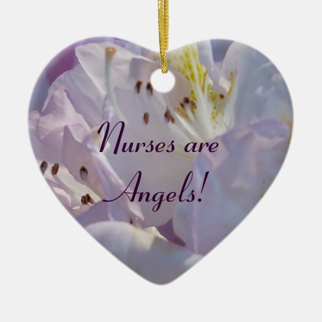 Ornement Cœur En Céramique Les infirmières sont des anges ! cadeaux (Devant)