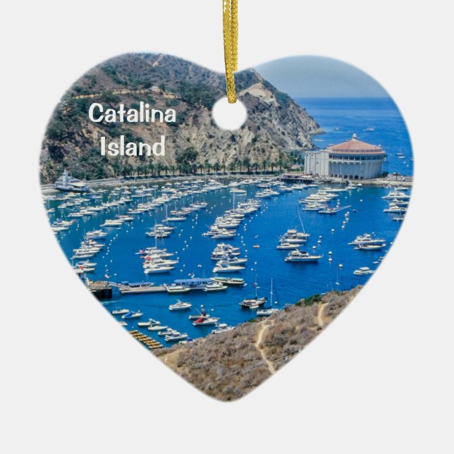 Ornement Cœur En Céramique L'île de Catalina (Devant)