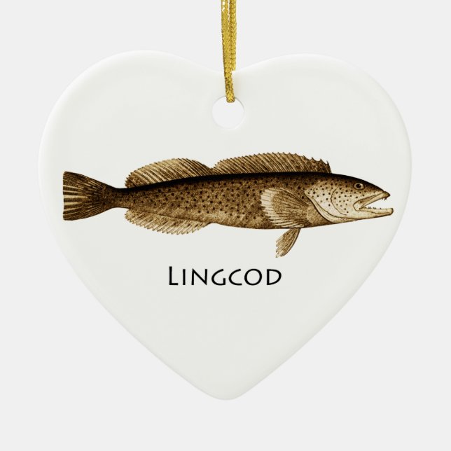 Ornement Cœur En Céramique Logo de Lingcod (Devant)