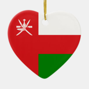 Ornement Cœur En Céramique L'Oman - drapeau omanais