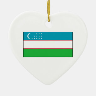 Ornement Cœur En Céramique L'Ouzbékistan - drapeau d'Ouzbékistan