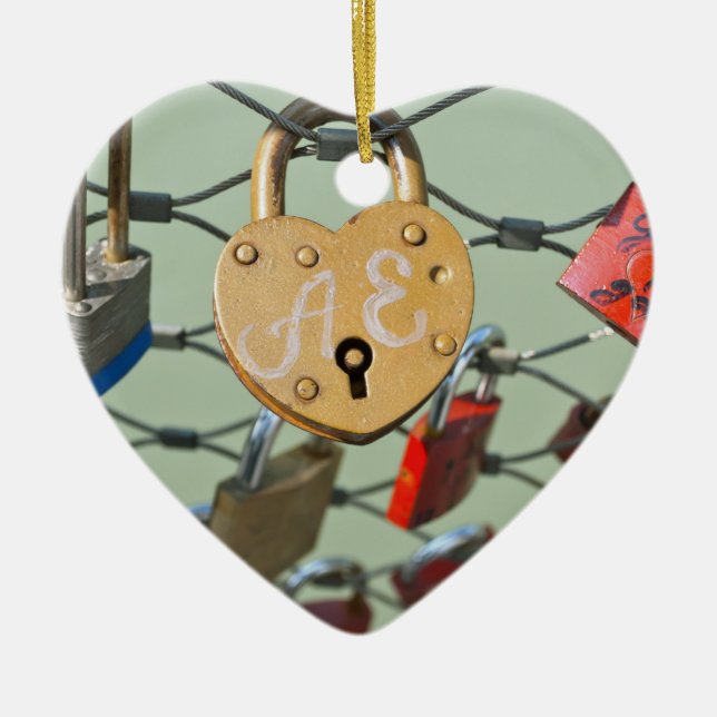 Ornement Cœur En Céramique Love Lock (Devant)