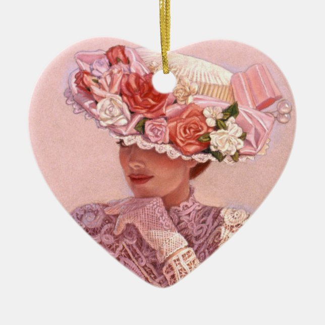 Ornement Cœur En Céramique Madame victorienne Heart Christmas Ornament de (Devant)