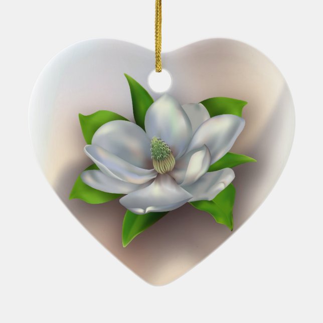 Ornement Cœur En Céramique Magnolia (Dos)