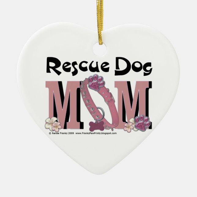 Ornement Cœur En Céramique MAMAN de chien de délivrance (Devant)