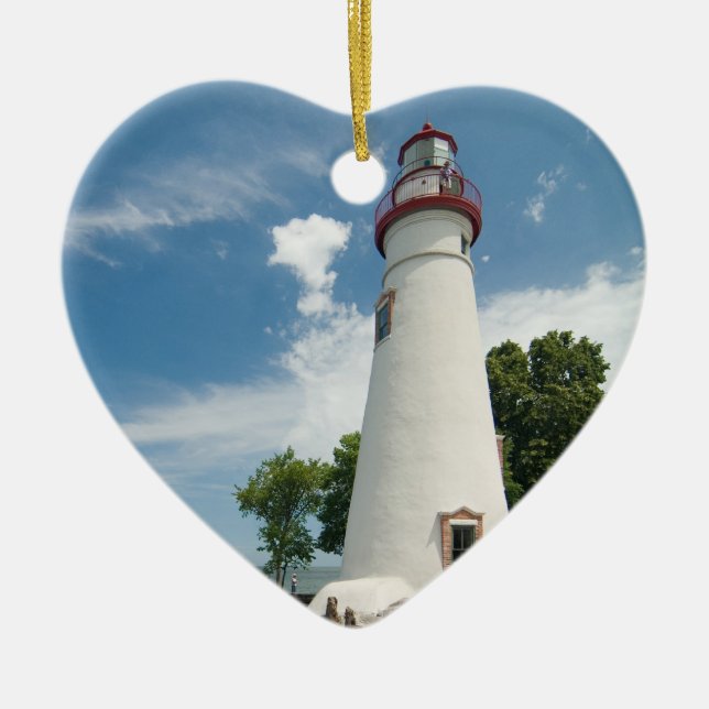 Ornement Cœur En Céramique Marblehead Lighthouse (Devant)