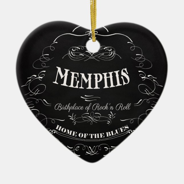 Ornement Cœur En Céramique Memphis, Tennessee - ville avec l'âme (Devant)