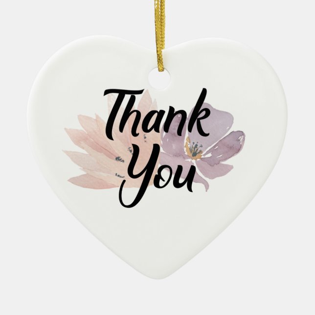 Ornement Cœur En Céramique Merci Favor Floral (Devant)