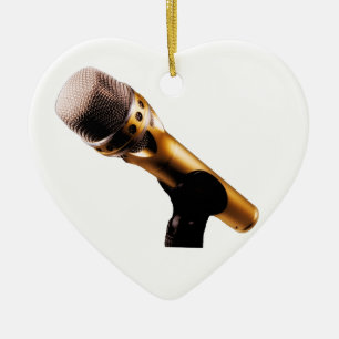 Ornement Cœur En Céramique Microphone d'or