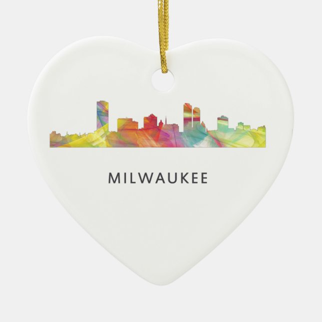 ORNEMENT CŒUR EN CÉRAMIQUE MILWAUKEE, HORIZON WB1 DE WISCONSON - (Devant)