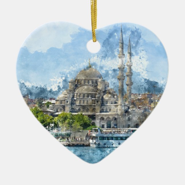 Ornement Cœur En Céramique Mosquée Bleue à Istanbul Turquie (Devant)