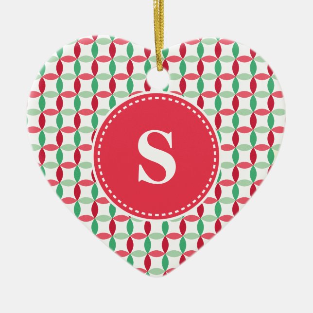 Ornement Cœur En Céramique Motif moderne de Noël customisé (Devant)