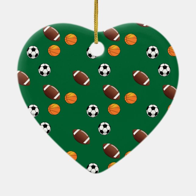 Ornement Cœur En Céramique Motifs spéciaux de sport Noël (Dos)
