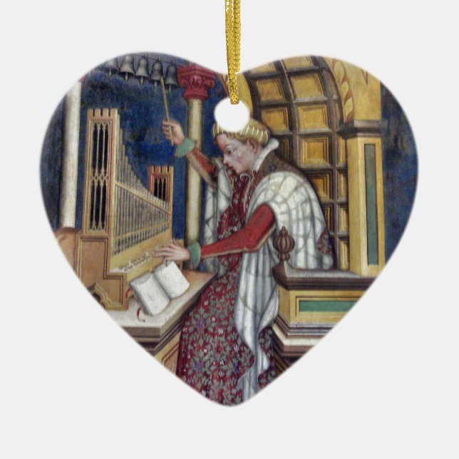 Ornement Cœur En Céramique Musique, jouant l'organe par Gentile da Fabriano (Devant)