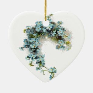 Ornement Cœur En Céramique Myosotis des marais vintages