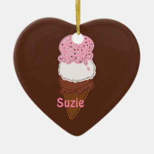 Ornement Cœur En Céramique Napolitain-Glace-Cones-2 Hr ORNIE