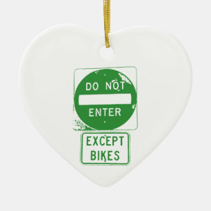 Ornement Cœur En Céramique Ne pas entrer sauf les vélos