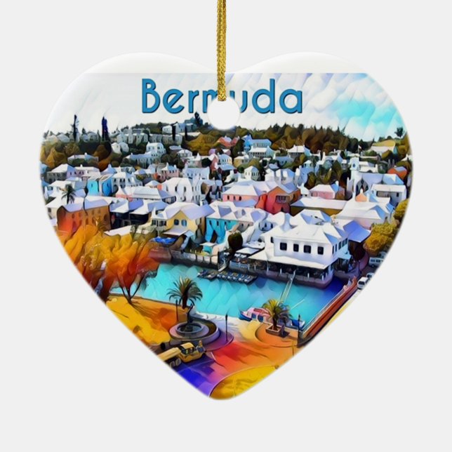 Ornement Cœur En Céramique Neon Pop Bermudes (Dos)