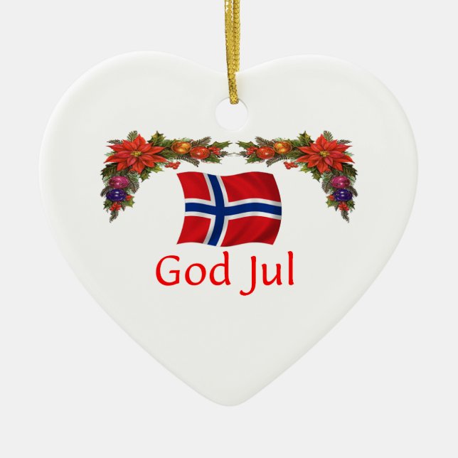 Ornement Cœur En Céramique Noël de la Norvège (Devant)