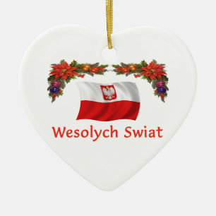 Ornement Cœur En Céramique Noël de la Pologne