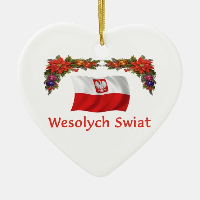 Ornement Cœur En Céramique Noël de la Pologne (Devant)