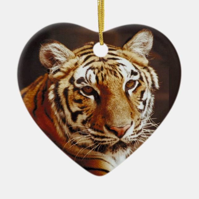 Ornement Cœur En Céramique Noël de tigre (Devant)