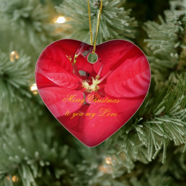 Ornement Cœur En Céramique Noël Poinsettia Ornament de coeur (Arbre)