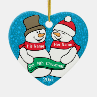 Ornement Cœur En Céramique Notre nième Noël