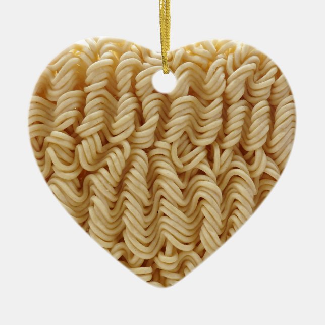 Ornement Cœur En Céramique Nouilles de ramen sèches (Devant)