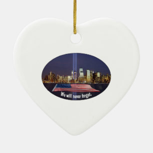 Ornement Cœur En Céramique Nous n'oublierons jamais l'hommage 9-11