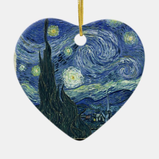 Ornement Cœur En Céramique Nuit étoilée par Vincent van Gogh (Devant)
