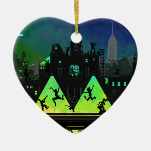 Ornement Cœur En Céramique Nuits de Boogie à New York