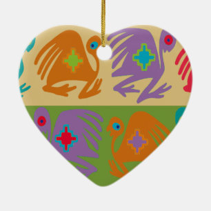 Ornement Cœur En Céramique Oiseaux péruviens