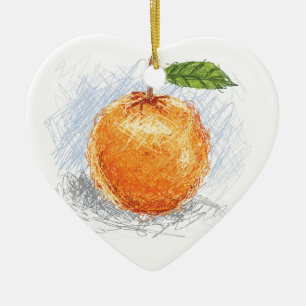 Ornement Cœur En Céramique orange