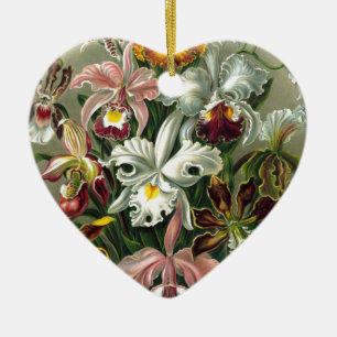 Ornement Cœur En Céramique orchidées florales nuptiales de Haeckel de date