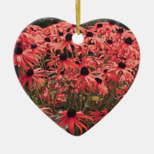 Ornement Cœur En Céramique Ornament de Susan Flowers à teint noir rose