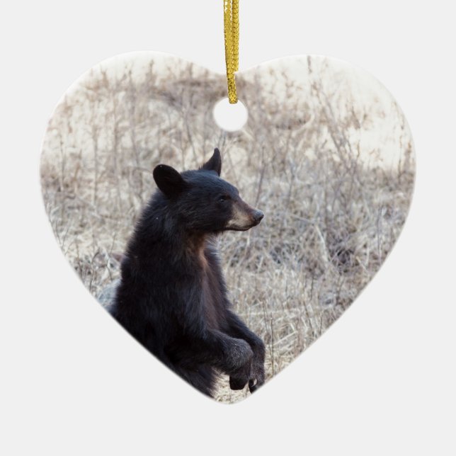 Ornement Cœur En Céramique Ours CUB noir (Devant)