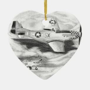 Ornement Cœur En Céramique (P-51) Mustang