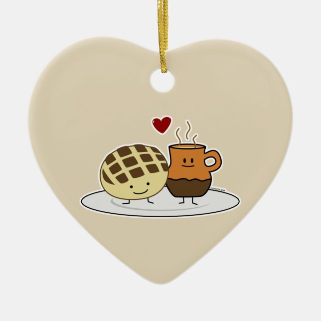 Ornement Cœur En Céramique Pain sucré Chocolat Chocolat Chocolat chaud Poulet (Devant)