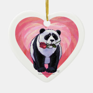 Ornement Cœur En Céramique Panda Bear Saint Valentin