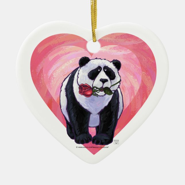 Ornement Cœur En Céramique Panda Bear Saint Valentin (Devant)