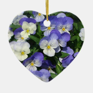 Ornement Cœur En Céramique Pansies violettes Jardin Floral